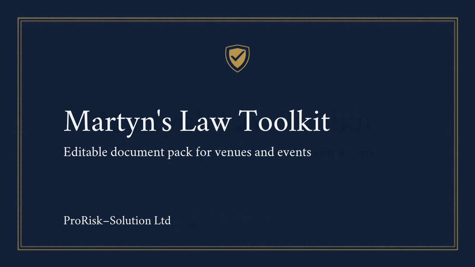Martyn's Law Toolkit, an editable document pack for venues and events, by ProRisk-Solution Ltd